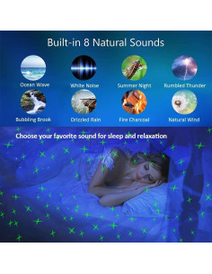 Proyector de Estrellas LED RENXIN-INC con Sonido Blanco y Control Remoto 2