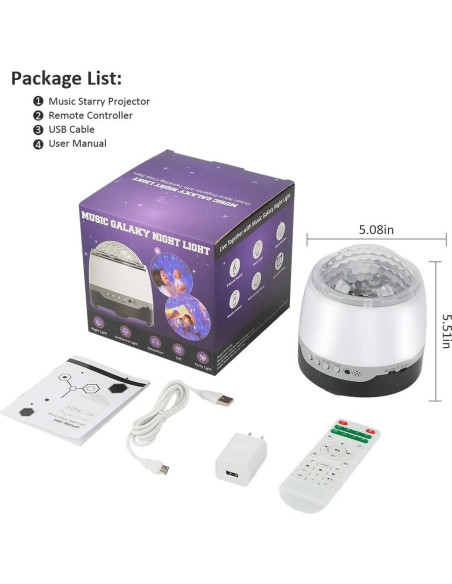 Proyector de Estrellas LED RENXIN-INC con Sonido Blanco y Control Remoto