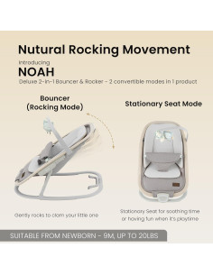 Silla de Rebote y Mecedora 2 en 1 Noah - Beige, 0 a 9 meses 2
