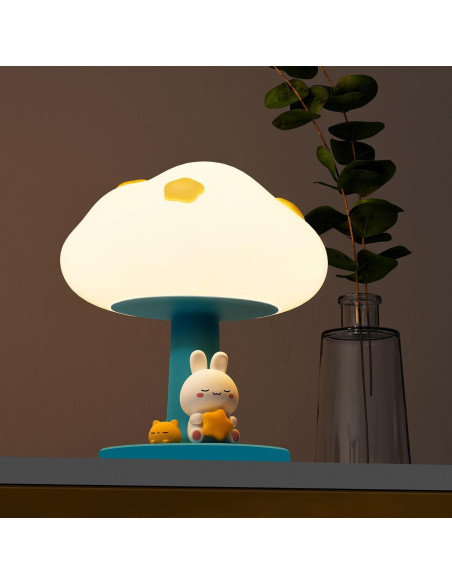 Luz Nocturna Recargable Nube y Conejo KVPPVT, 3 Brillos