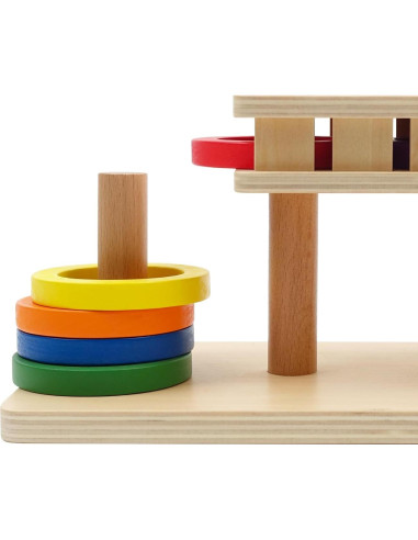 Juguete educativo de madera Hidoggy apilador de anillos 34cm