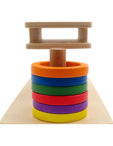 Juguete educativo de madera Hidoggy apilador de anillos 34cm