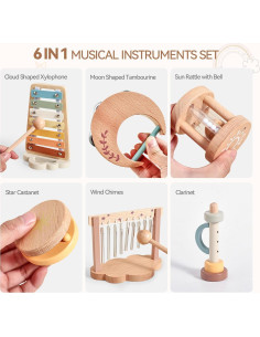 Juego de Instrumentos Musicales de Madera Promise Babe para Niños 2