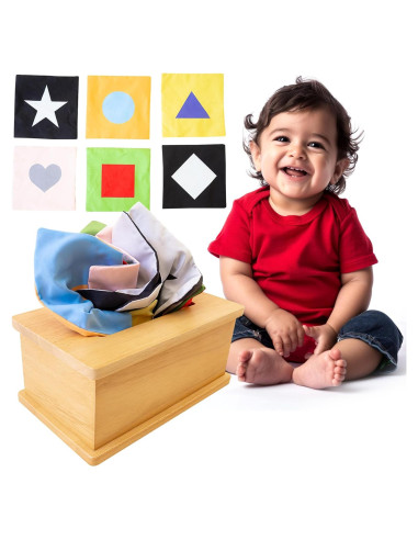 Caja de Tejido Sensorial Montessori para Bebés 6-12 Meses