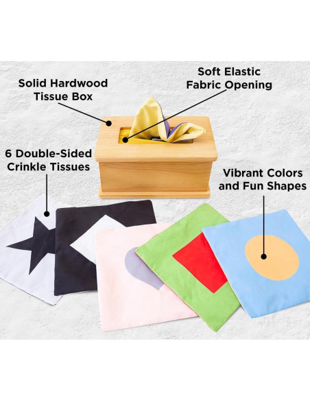 Caja de Tejido Sensorial Montessori para Bebés 6-12 Meses