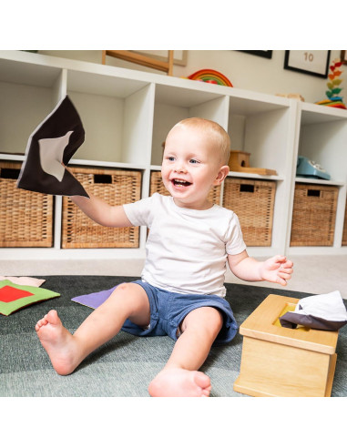 Caja de Tejido Sensorial Montessori para Bebés 6-12 Meses