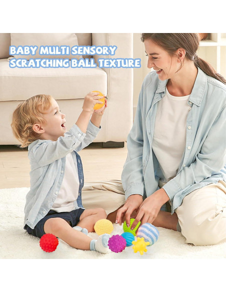 Adena Montessori 8 Pelotas Sensoriales para Bebés 6-12 Meses