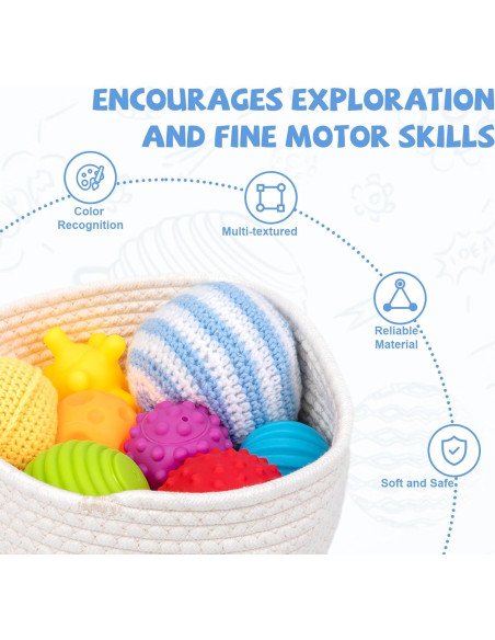 Adena Montessori 8 Pelotas Sensoriales para Bebés 6-12 Meses