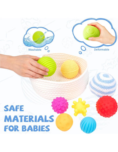 Adena Montessori 8 Pelotas Sensoriales para Bebés 6-12 Meses