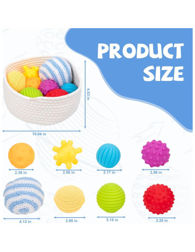 Adena Montessori 8 Pelotas Sensoriales para Bebés 6-12 Meses