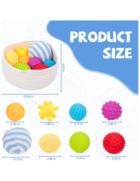 Adena Montessori 8 Pelotas Sensoriales para Bebés 6-12 Meses