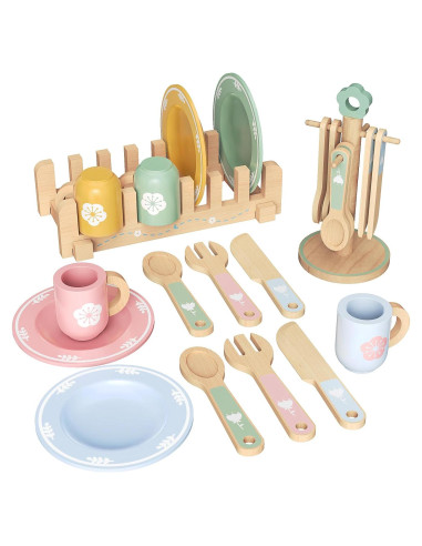 Juego de Cocina de Madera 20 Piezas para Niños KABI-0177