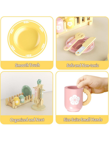 Juego de Cocina de Madera 20 Piezas para Niños KABI-0177