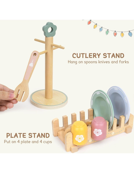 Juego de Cocina de Madera 20 Piezas para Niños KABI-0177