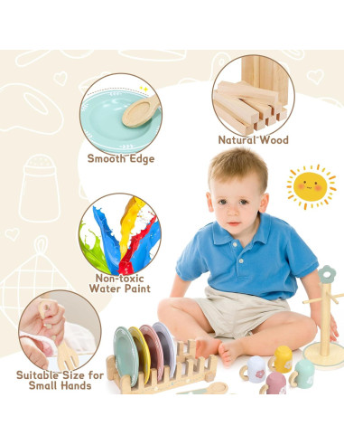 Juego de Cocina de Madera 20 Piezas para Niños KABI-0177