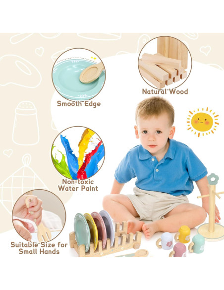 Juego de Cocina de Madera 20 Piezas para Niños KABI-0177