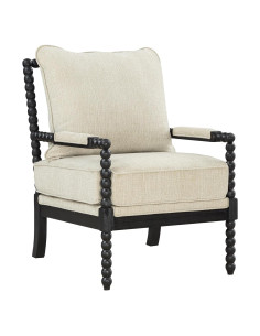 Silla de Acento Eliza OSP Home Furnishings - Lino y Madera Negra