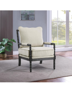 Silla de Acento Eliza OSP Home Furnishings - Lino y Madera Negra 2