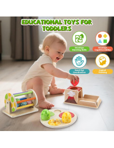 Juego Montessori de Huevo de Dinosaurio de Madera 1-3 Años 2