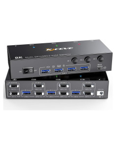 Interruptor KVM Displayport 8K Camgeet 2 Monitores 3 PCs USB 3.0