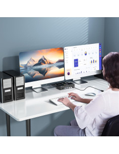 Interruptor KVM Displayport 8K Camgeet 2 Monitores 3 PCs USB 3.0 2