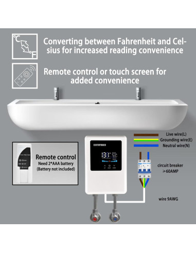 Calentador de Agua Instantáneo Eléctrico ECOTINYMACH 5000W 110V