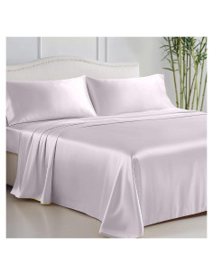 Juego de Sábanas King Ankwos 4 Piezas Viscosa Bambú Gris