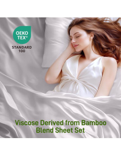 Juego de Sábanas King Ankwos 4 Piezas Viscosa Bambú Gris 2