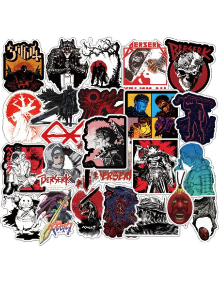 25 Stickers de Anime Berserk UYNIIAW Impermeables Rosa