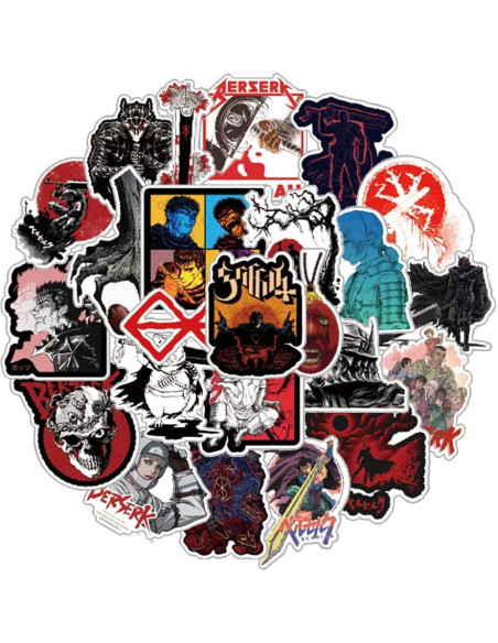 25 Stickers de Anime Berserk UYNIIAW Impermeables Rosa