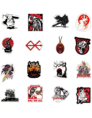 25 Stickers de Anime Berserk UYNIIAW Impermeables Rosa