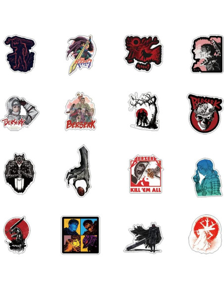 25 Stickers de Anime Berserk UYNIIAW Impermeables Rosa
