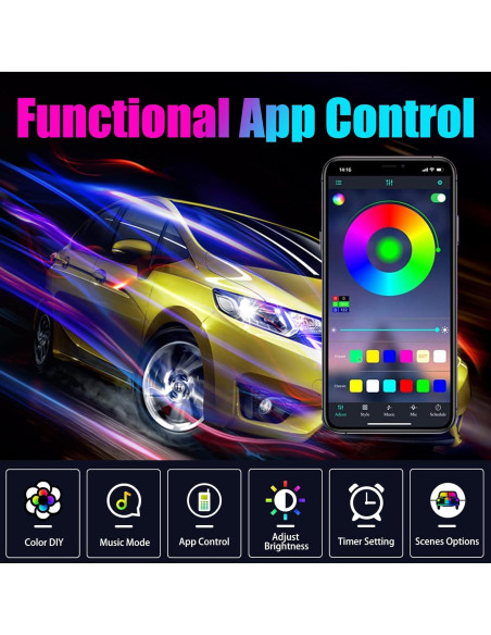 Luces LED de tira para coche Miytsya 599.64 cm RGB Multicolor