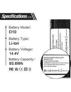 Batería Li-ion 6500mAh ZTHY para Neato D8 D9 D10 14.4V 2