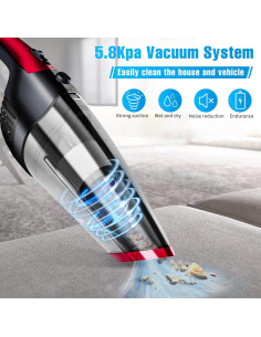 Aspiradora de Mano Fityou Inalámbrica 120W Carga USB 1.27kg 2