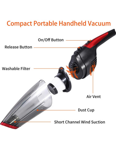 Aspiradora de Mano Fityou Inalámbrica 120W Carga USB 1.27kg