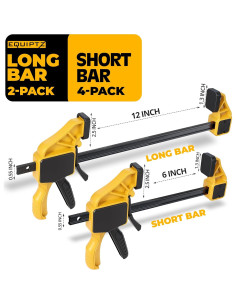 Juego de 6 Abrazaderas de Barra EQUIPTZ 15.24 y 30.48 cm 2