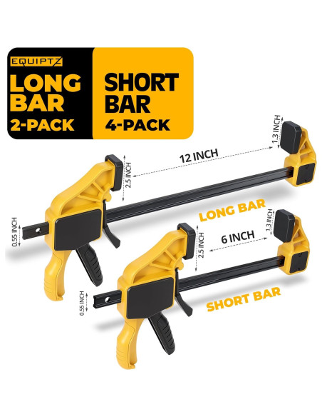 Juego de 6 Abrazaderas de Barra EQUIPTZ 15.24 y 30.48 cm