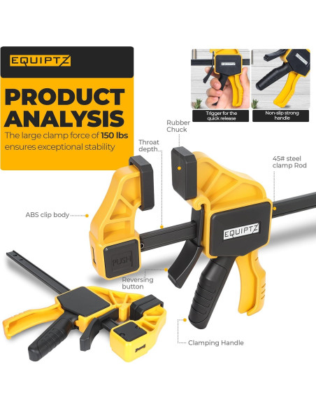 Juego de 6 Abrazaderas de Barra EQUIPTZ 15.24 y 30.48 cm