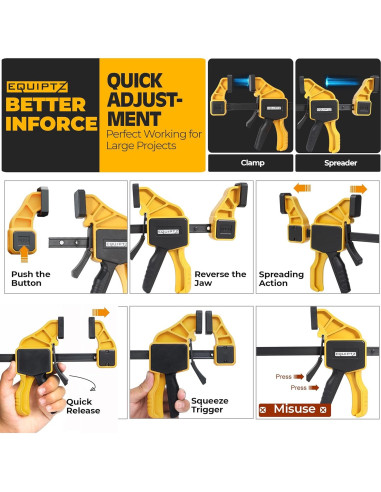 Juego de 6 Abrazaderas de Barra EQUIPTZ 15.24 y 30.48 cm