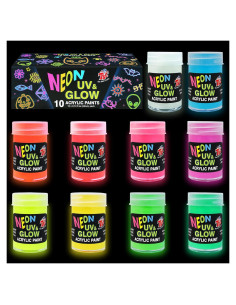 Set de 10 Pinturas Acrílicas que Brillan en la Oscuridad TBC
