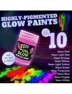 Set de 10 Pinturas Acrílicas que Brillan en la Oscuridad TBC 2