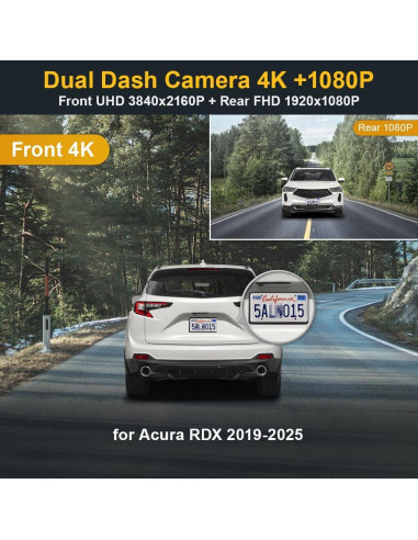 Cámara Dash Fitcamx 4K Delantera + 1080P Trasera para Acura RDX 2019-2025