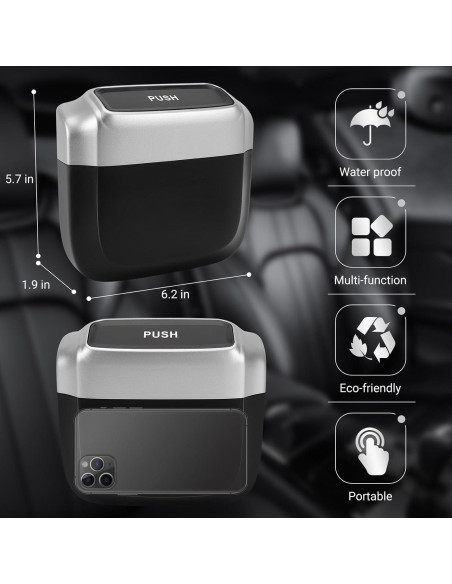 Basurero de coche SZEOF impermeable con tapa y 30 bolsas