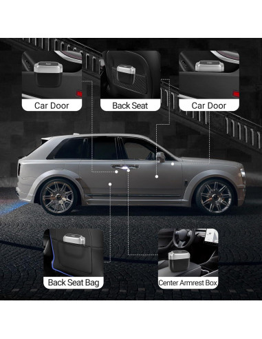 Basurero de coche SZEOF impermeable con tapa y 30 bolsas