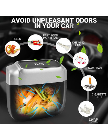 Basurero de coche SZEOF impermeable con tapa y 30 bolsas