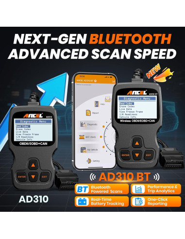 Escáner OBD2 ANCEL AD310BT Bluetooth - Lector de Códigos Automotriz
