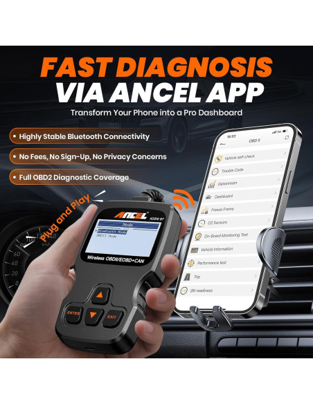 Escáner OBD2 ANCEL AD310BT Bluetooth - Lector de Códigos Automotriz
