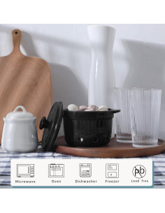 Contenedor de Ajo HAOTOP de Cerámica con Tapa - 500 ml Negro 2