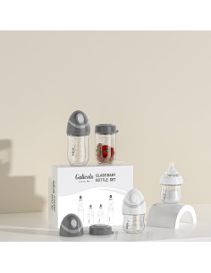 Juego de Biberones de Vidrio 4 Piezas Anti-Cólicos 88.7ml y 147.9ml 2